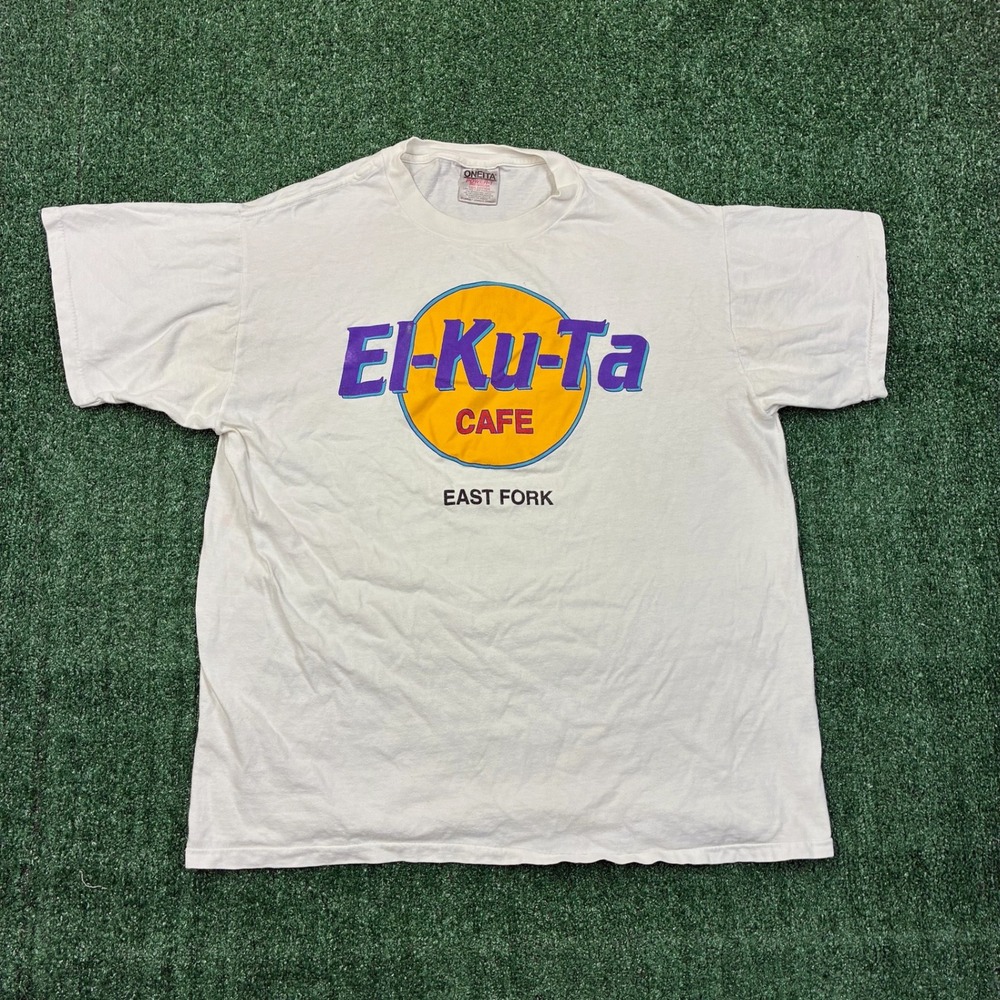 Vintage 90s Oneita El-Ku-Ta Cafe T-shirt